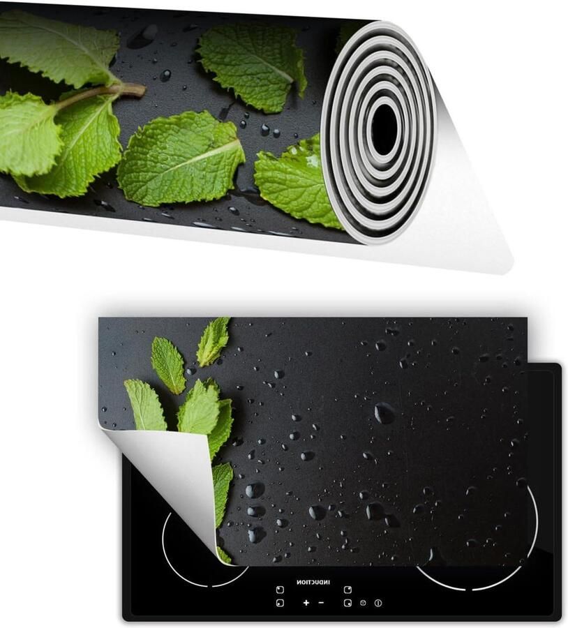 Kookplaat Beschermer Werkblad Mat Keuken Organisatie Antislip Vinyl 90x52 cm Zwart Patroon