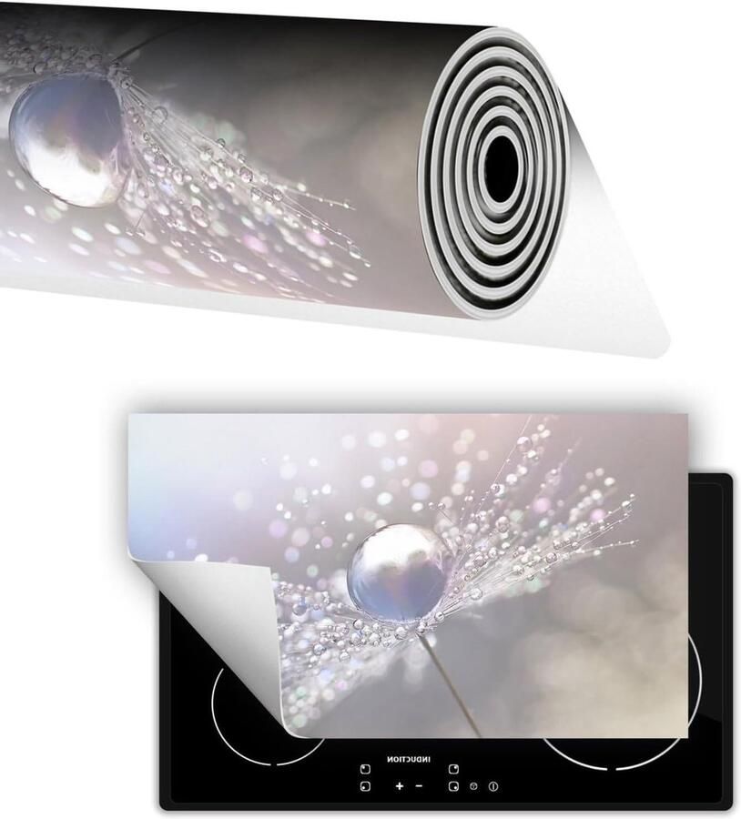 Kookplaat Beschermer Werkblad Mat Keuken Werkruimte Anti Slip Vinyl 90x52 cm Bloem Grijs