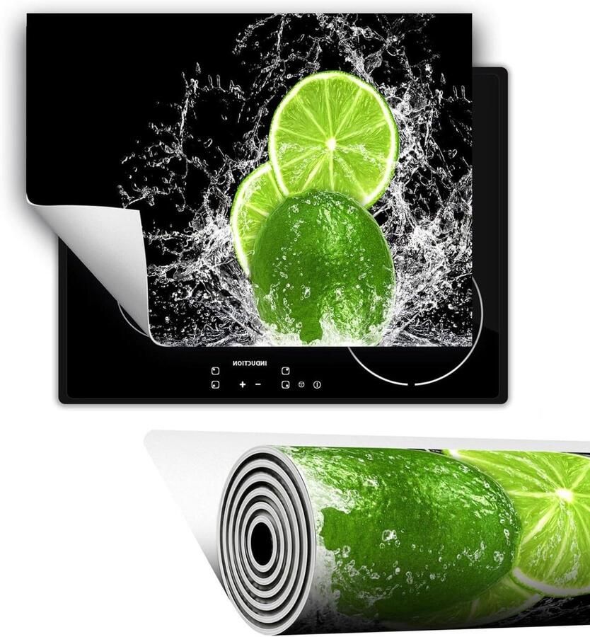 Kookplaat Beschermer Werkblad Mat Keuken Werkruimte Antislip Vinyl 80x52 cm Zwart Limoen