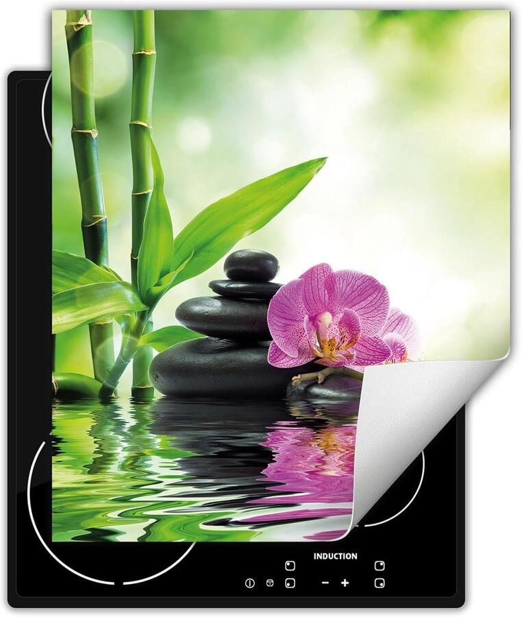 Kookplaat beschermer Werkbladdecoratie Bescherming inductie Antislip vinyl 45x52 cm Bamboe orchidee