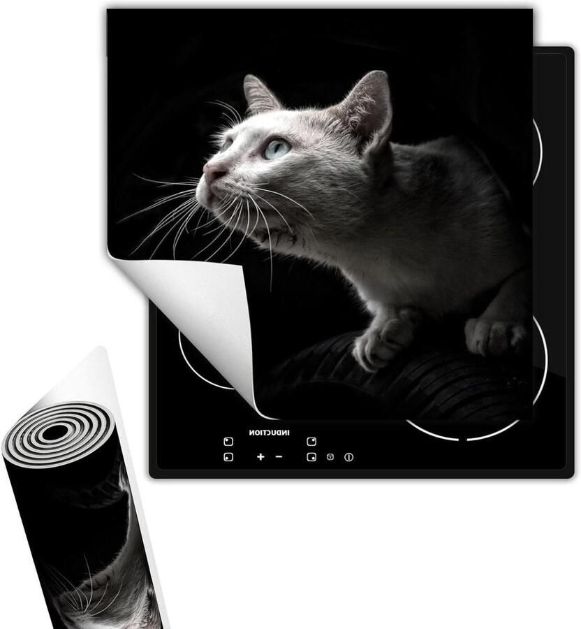 Kookplaat Beschermer Werkbladmat Aanrecht Keuken Organisatie Antislip Vinyl 50x52 cm Zwarte Kat