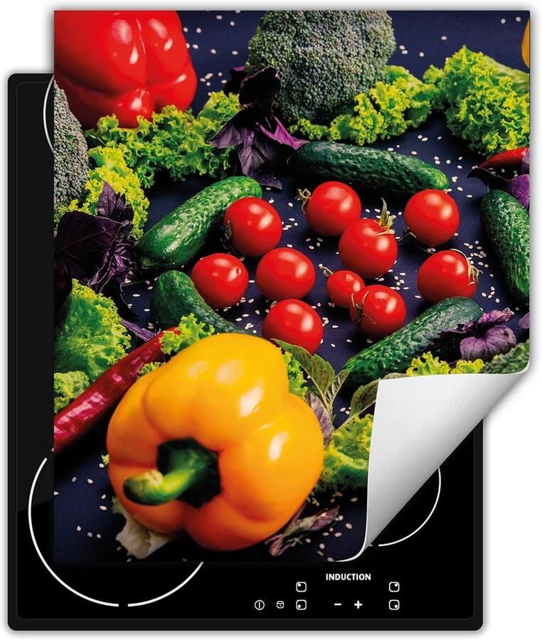 Kookplaat Beschermer Werkbladmat Fornuis Keuken Organisatie Levendige UV Print 45x52 cm Kleurrijk Groenten