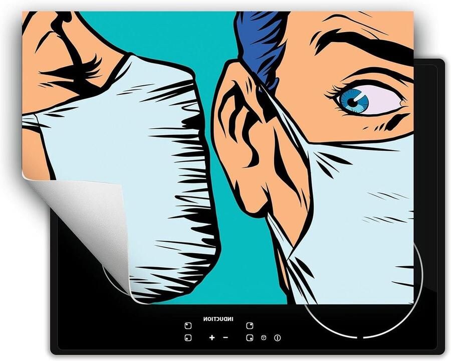 Kookplaat Beschermer Werkbladmat Keuken Werkruimte Anti-slip Vinyl 70x52 cm Pop-art