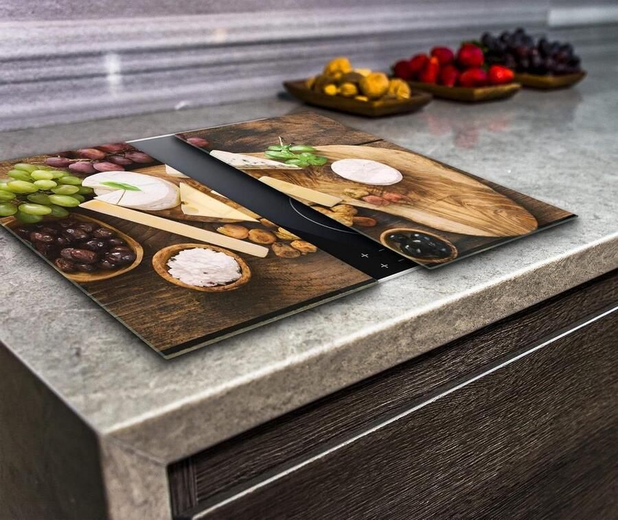Kookplaat Beschermers Aanrechtblad Bescherming Keuken Beschermen Gehard Glas 2x 30x52 cm Bruin