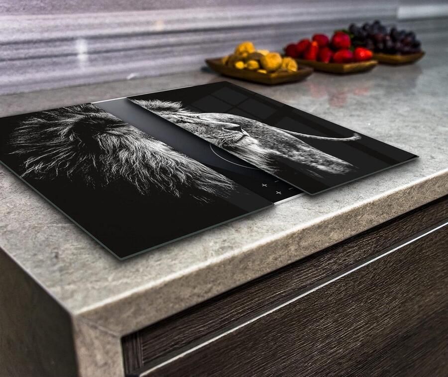 Kookplaat Beschermers Aanrechtblad Deksel Keuken Beschermen Gehard Glas 2x 30x52 cm Zwart