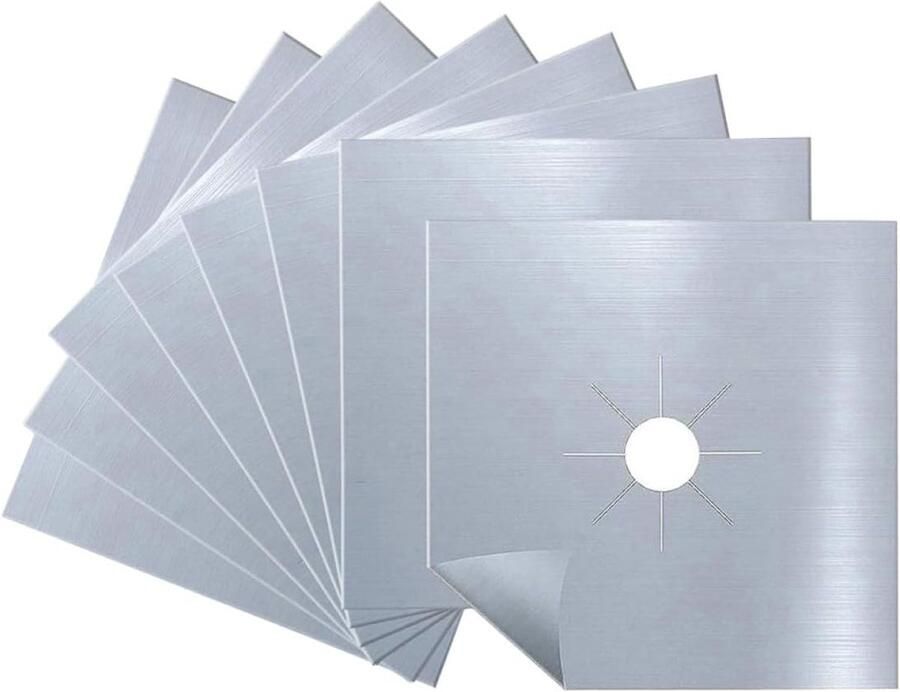 Kookplaat Beschermers Fornuis Covers Gemakkelijk Schoonmaken Antiaanbaklaag 27x27cm Zilver