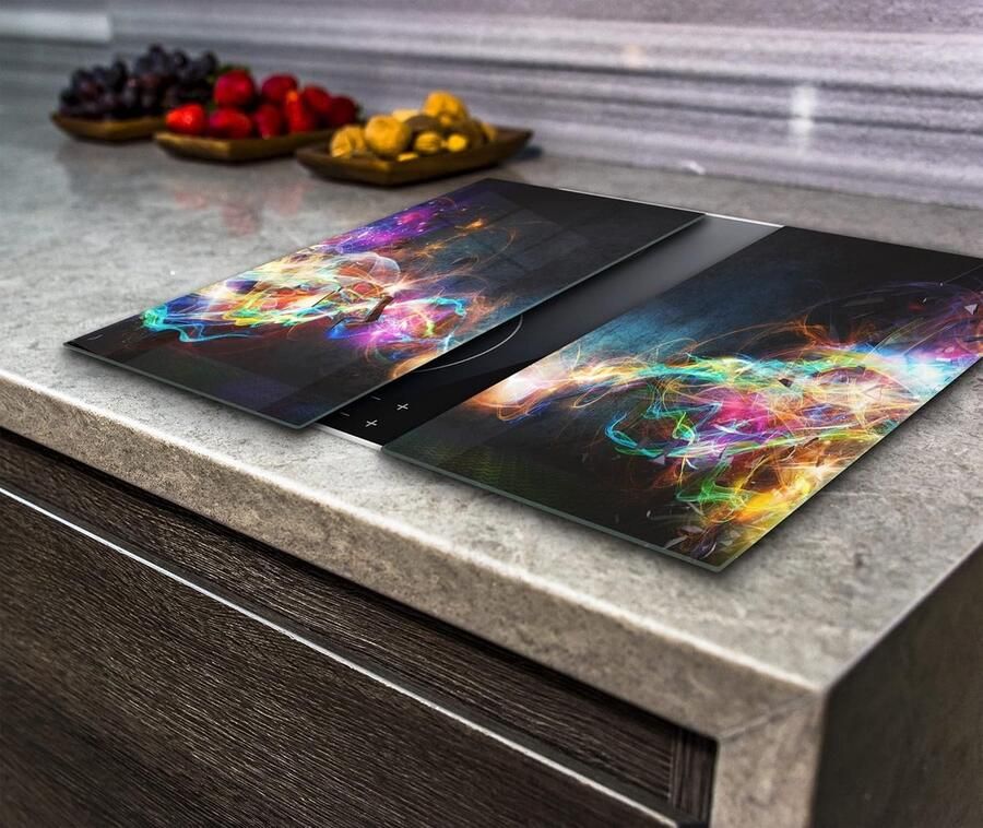 Kookplaat Beschermers Fornuis Covers Keuken Werkblad Gehard Glas 2x 30x52 cm Abstract