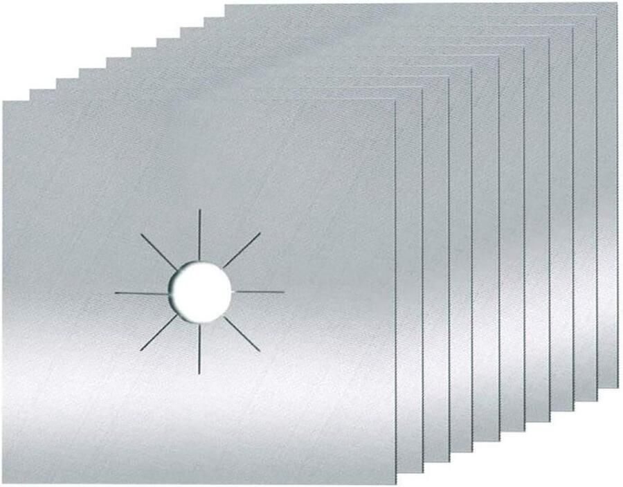 Kookplaat Beschermers Fornuis Matten Koken en Bakken Anti-aanbak Coating 10 Stuks 27x27cm Zilver
