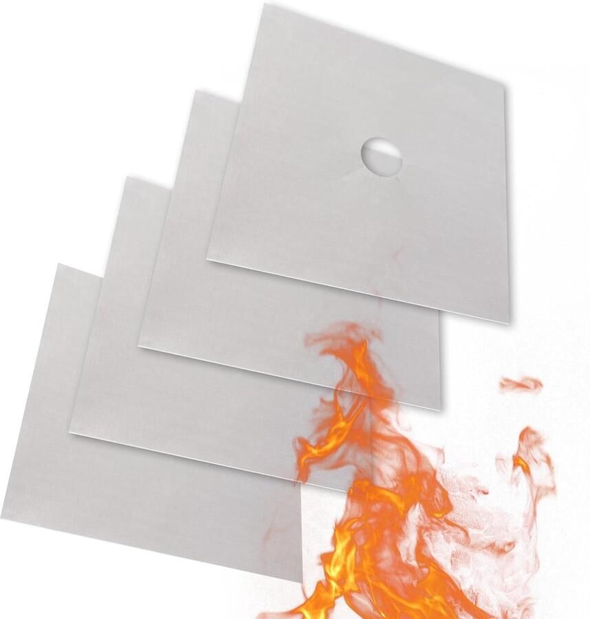Kookplaat Beschermers Kookplaat Covers Kookplaat Beschermen Hittebestendig Materiaal 4 Stuks Zilver
