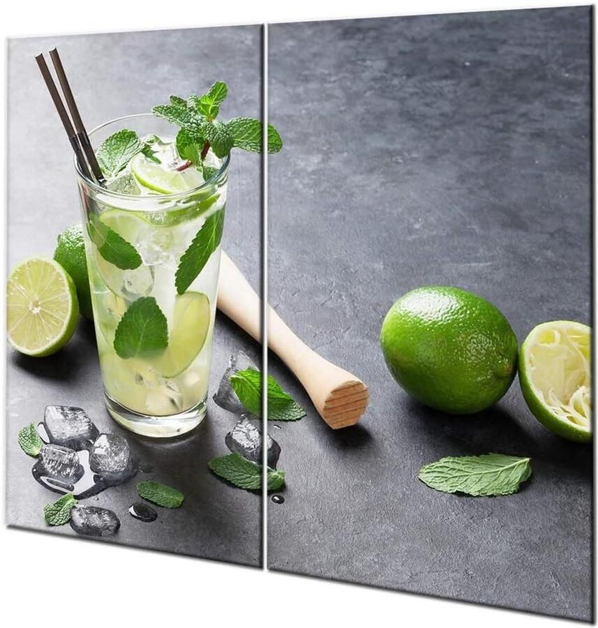 Kookplaat Beschermers Snijplanken Glas Keuken Werkruimte Gehard Glas 2x 30x52cm Groen Fruit