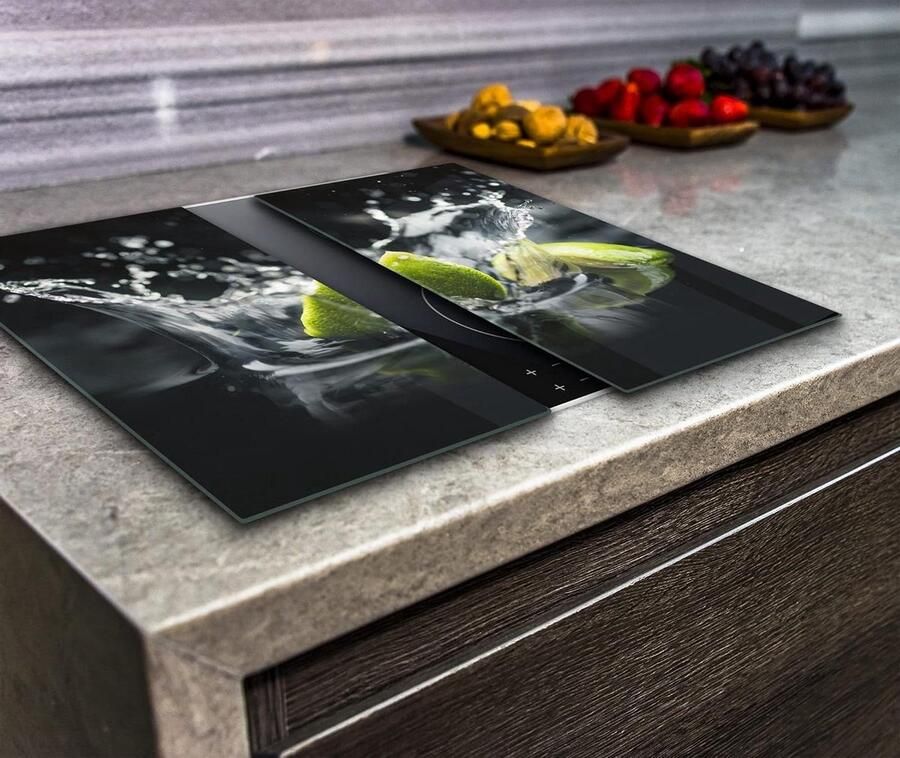 Kookplaat Beschermers Werkblad Bescherming Keuken Beschermen Gehard Glas 2x 40x52 cm Zwart - Foto 1