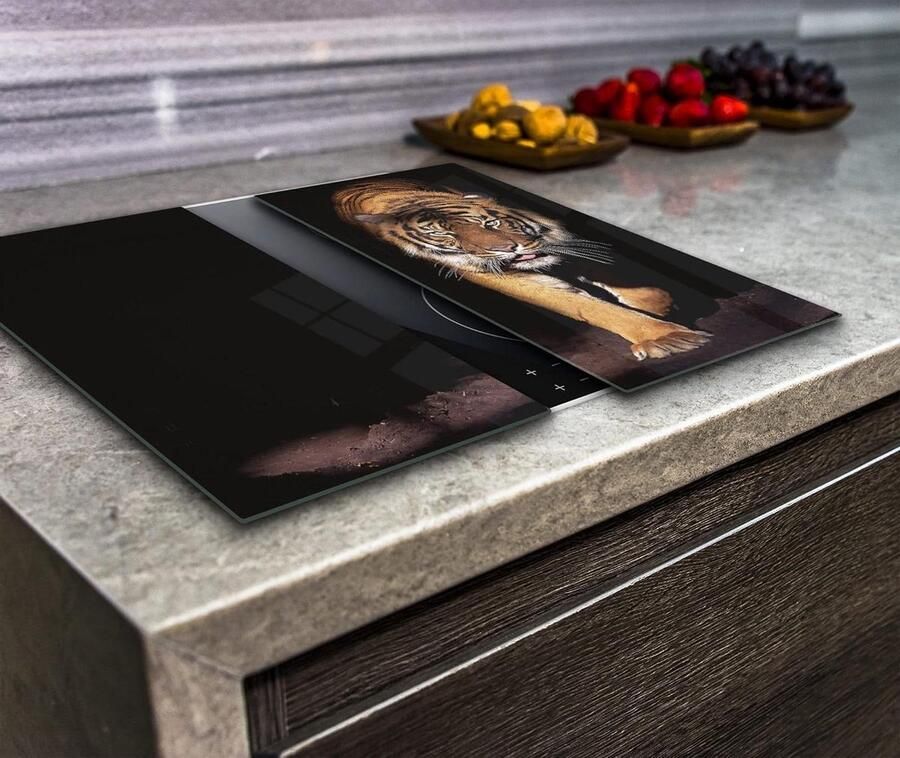 Kookplaat Beschermers Werkblad Covers Keuken Beschermen Gehard Glas 2x 30x52 cm Zwart