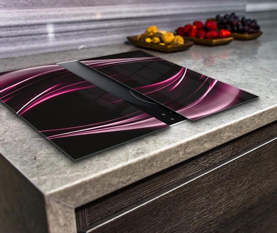 Kookplaat Beschermers Werkblad Covers Keuken Beschermen Gehard Glas 2x 40x52 cm Paars Abstract