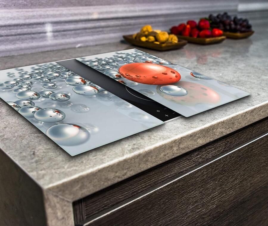 Kookplaat Beschermers Werkblad Covers Keuken Beschermen Set van Twee 30 x 52 cm Grijs Abstract