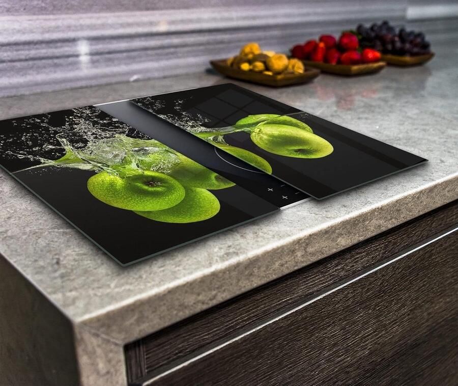 Kookplaat Beschermers Werkblad Covers Keuken Decoratie Gehard Glas 2x 30x52 cm Groen