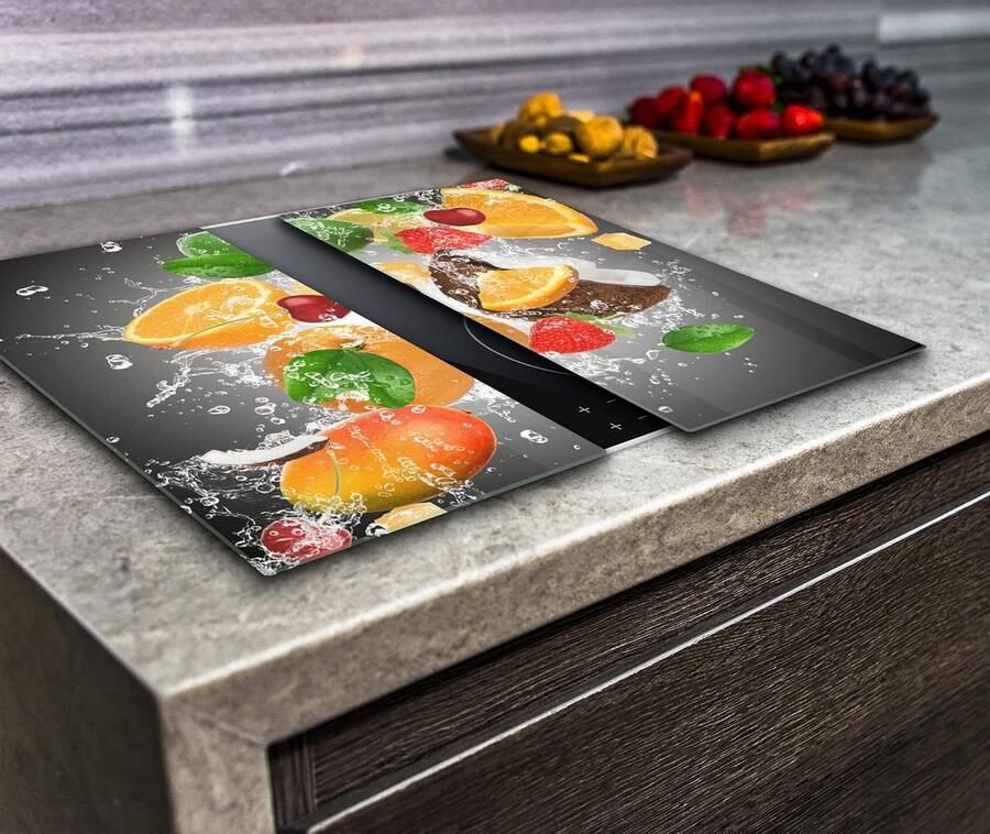 Kookplaat Beschermers Werkblad Covers Keuken Werkruimte Gehard Glas 2x 30x52 cm Grijs