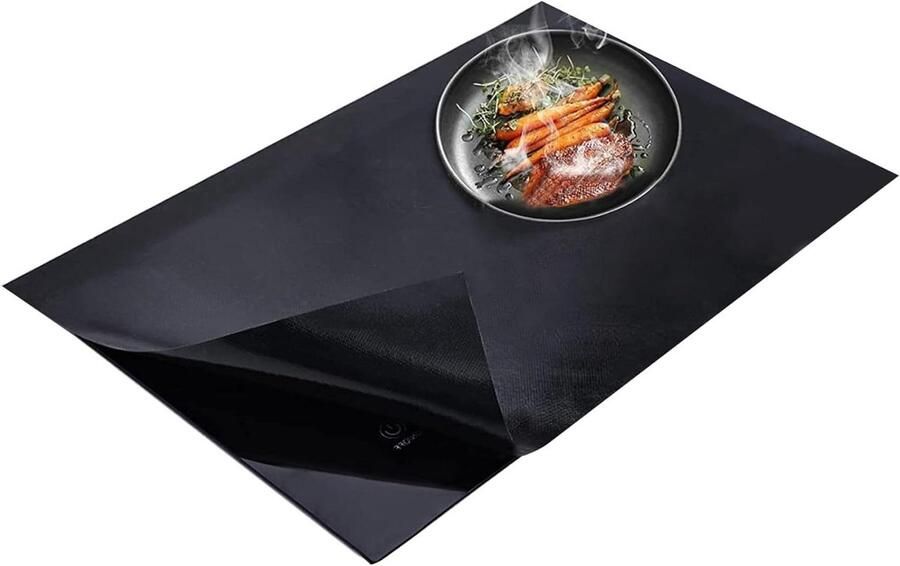Kookplaat Beschermmat Inductie Cover Keuken Beschermen Hittebestendig Siliconen 61 x 70 cm Zwart