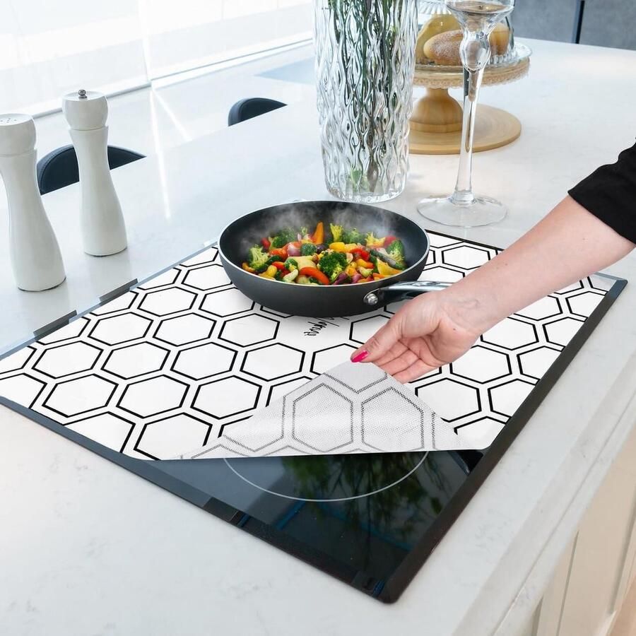 Kookplaat Beschermmat Inductie Cover Koken en Bakken Semi-lichtdoorlatend 61x53 cm Wit