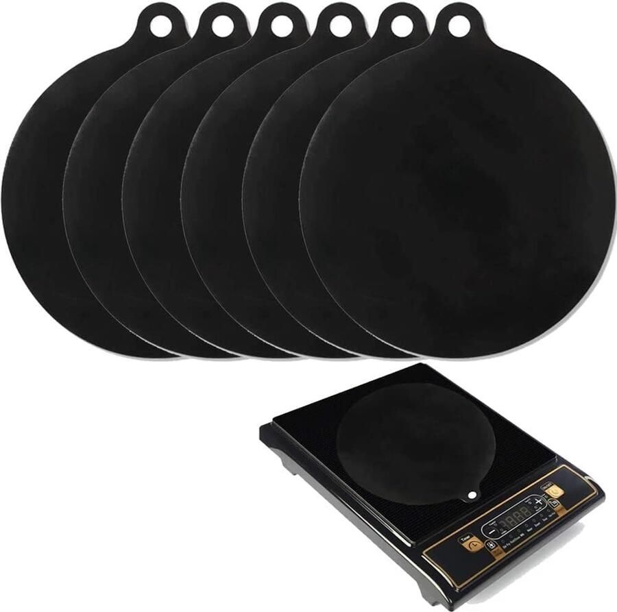Kookplaat Beschermmat Inductie Mat Koken Beschermen Antislip Siliconen 6 Stuks Zwart