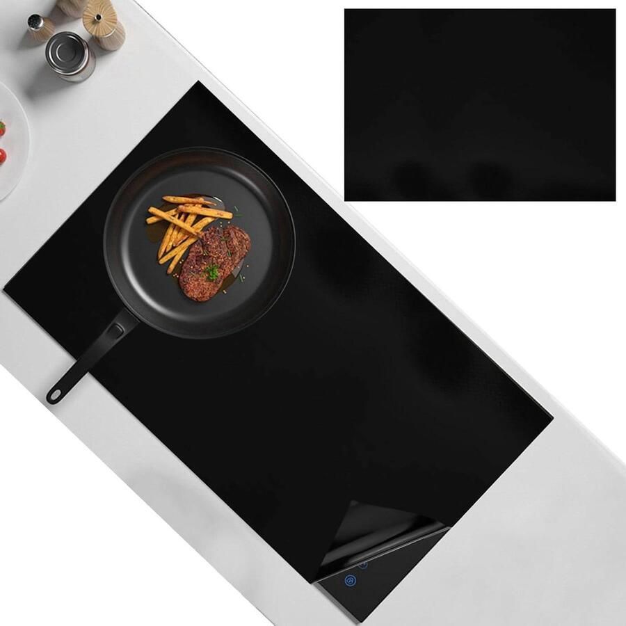 Kookplaat Beschermmat Inductie Mat Krasvrije Keuken Hittebestendig Siliconen 90 x 60 cm Zwart
