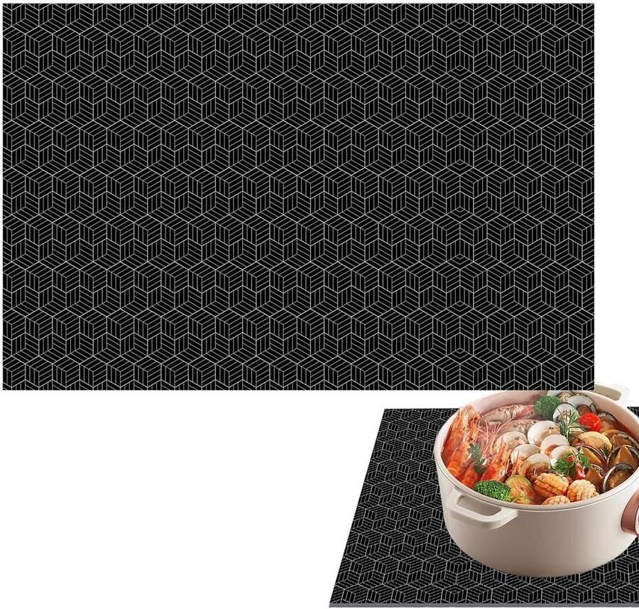 Kookplaat Beschermmat Siliconen Mat Keuken Beschermen Hittebestendig Vuurvast 78 x 52 cm Meerkleurig