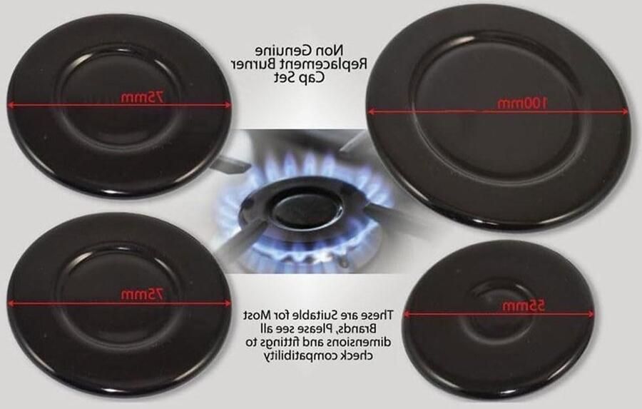 Kookplaat Branders Gasring Deksel Efficiënt Koken Gelijkmatige Warmte 4 Delige Set Zwart