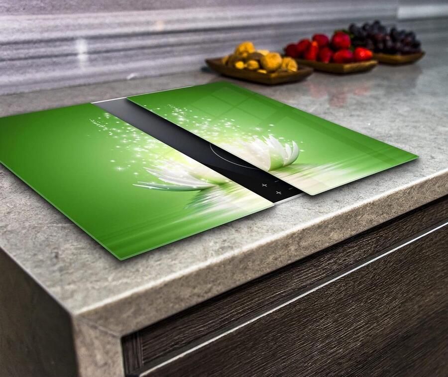 Kookplaat Cover Fornuis Beschermer Werkblad Beschermen Gehard Glas 2x 30x52 cm Groen