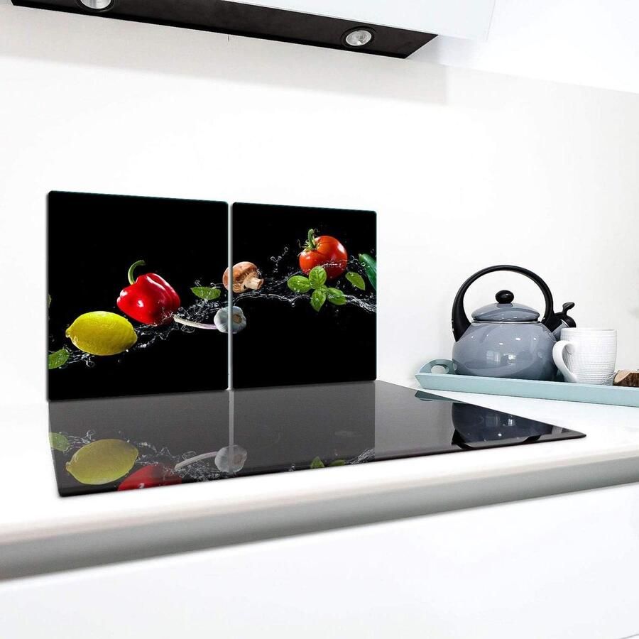 Kookplaat Cover Glazen Plaat Keuken Beschermen Krasbestendig Gehard Glas 80 x 52 cm Zwart