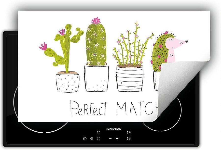 Kookplaat Cover Inductie Bescherming Aanrechtblad Vergroten Afrolbaar Vinyl 90 x 52 cm Cactussen Print