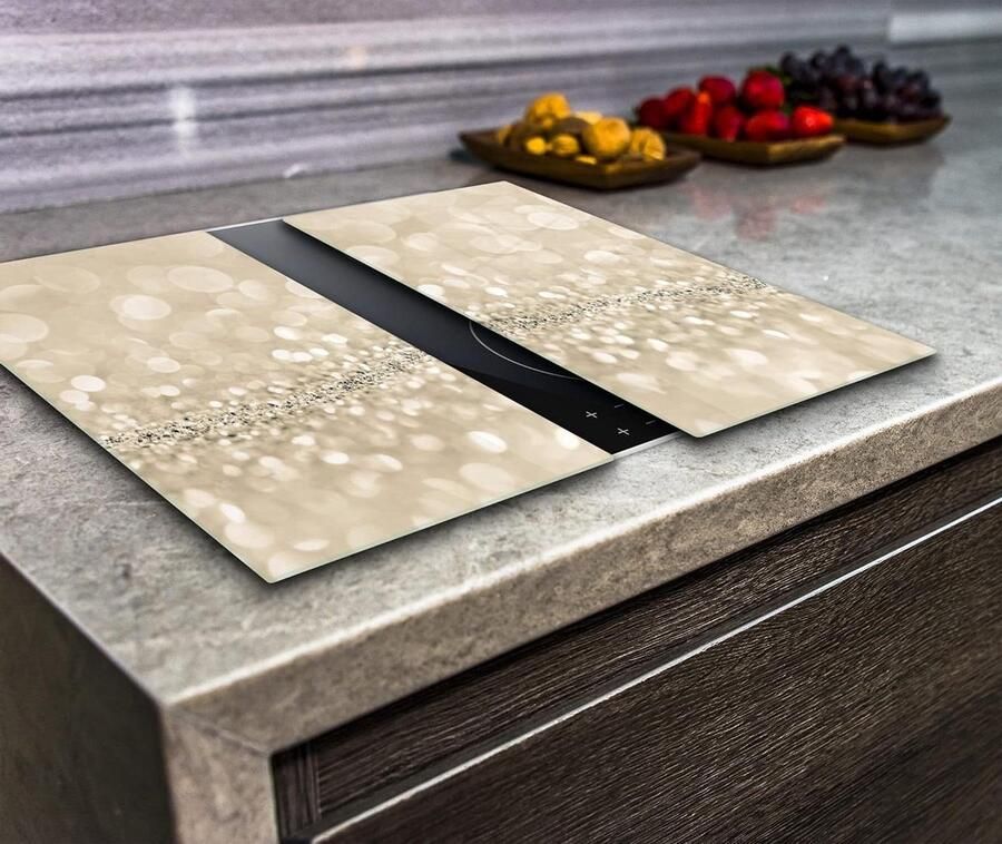 Kookplaat Cover Inductie elektrisch fornuis snijplank gehard glas korrels set van 2 Va Art Glass (2 x breed 30 x hoogte 52 cm)