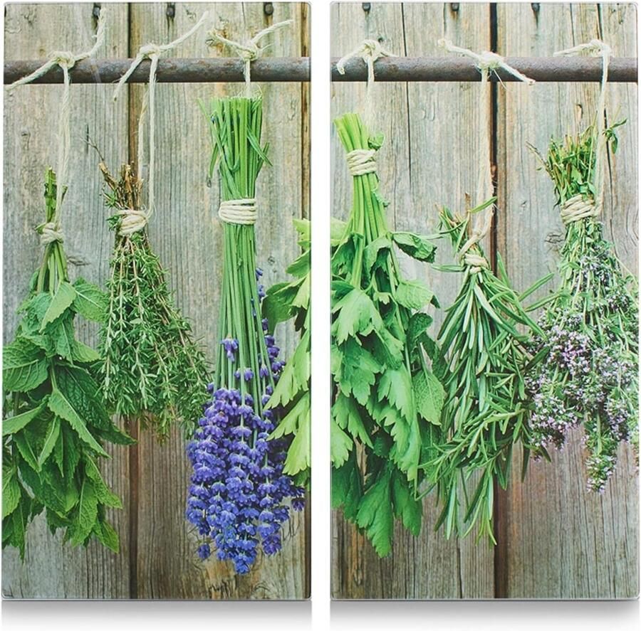 Kookplaat Covers Snijplank Set Keuken Werkruimte Gehard Veiligheidsglas 30 x 52 cm Multicolor