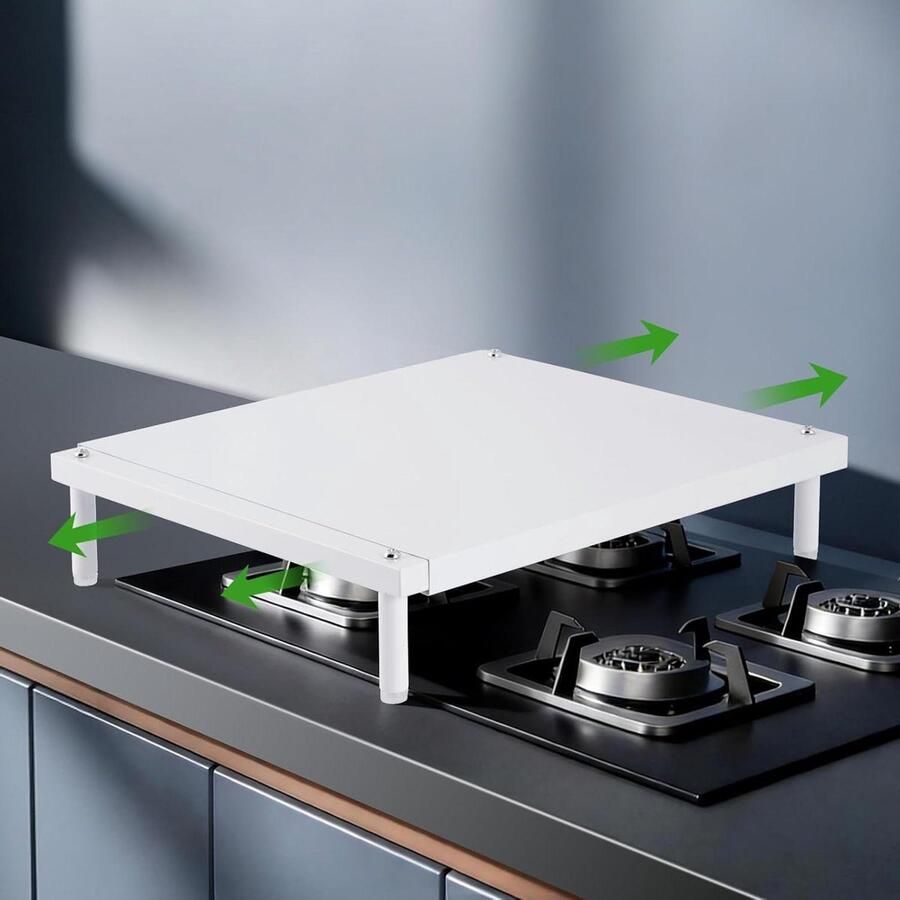 Kookplaat Deksel Werkbladverlenger Keukenruimte Vergroten Verstelbaar Ontwerp 37-62 cm Zwart