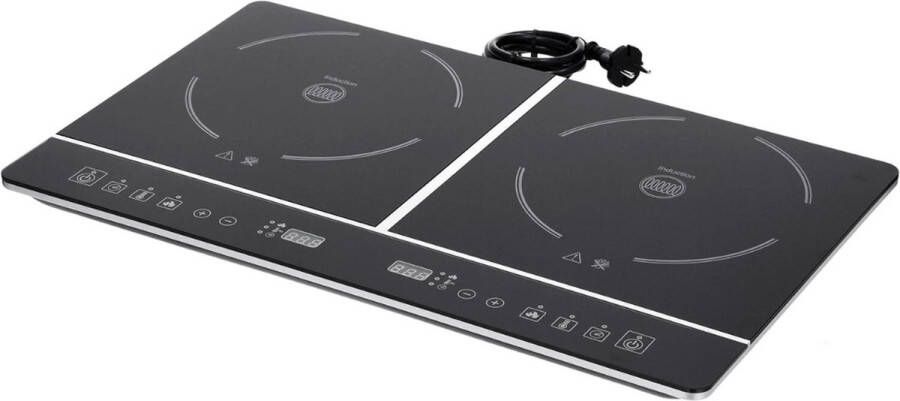 PEAM Kookplaat Dubbele Inductiekookplaat met Keramische Kookzones Automatische Panherkenning en Verlicht Touch-bedieningspaneel voor Snel Efficiënt en Veilig Koken