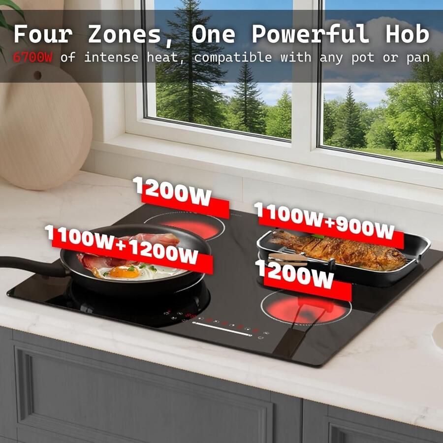 Kookplaat Fornuisplaat Koken en Bakken Energiezuinig 60 cm Zwart