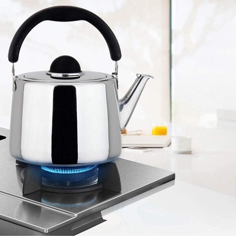 Kookplaat Ketel Theeketel Fluitketel Water Koken Gelijkmatige Warmte 8L Capaciteit Zilverkleurig