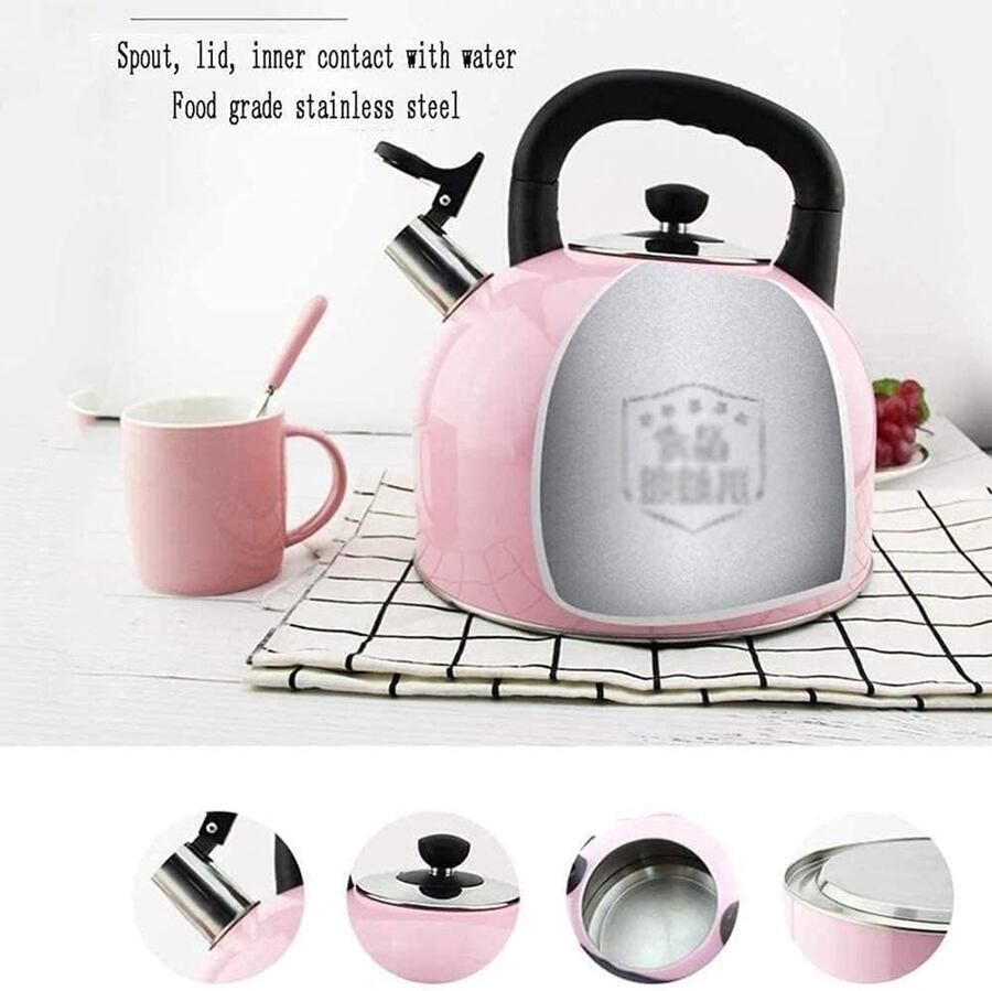 Kookplaat Ketel Theeketel Waterkoker Snel Water Koken Fluit Bij Kookpunt 3 Liter Roze