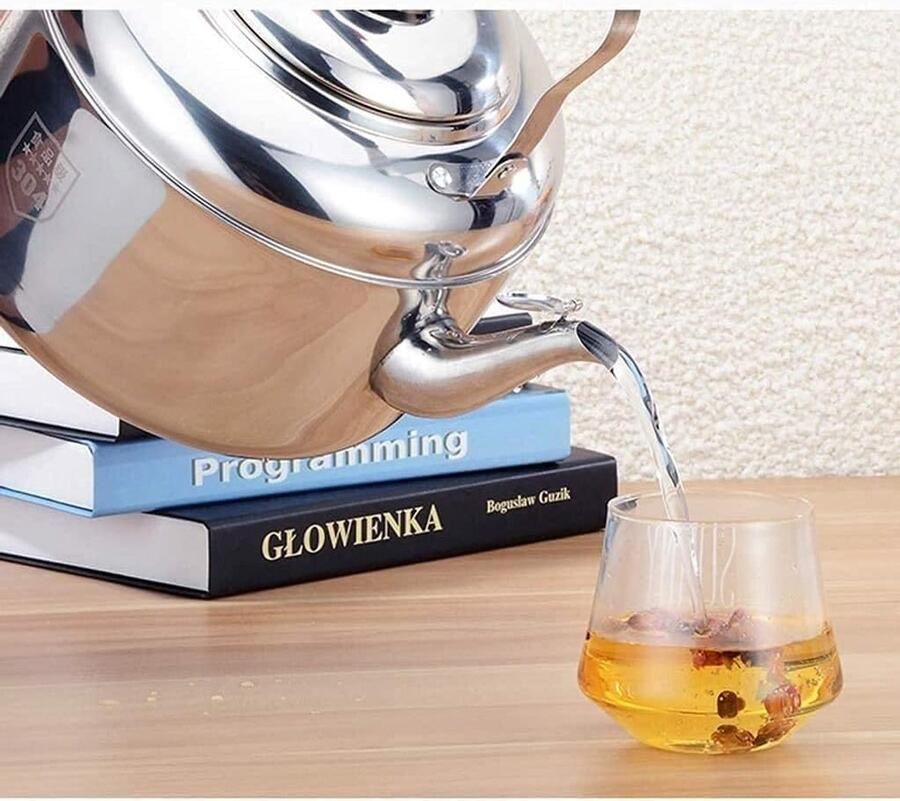 Kookplaat Ketel Theepot Inductie Water Koken Roestvrij Staal 6L Silver