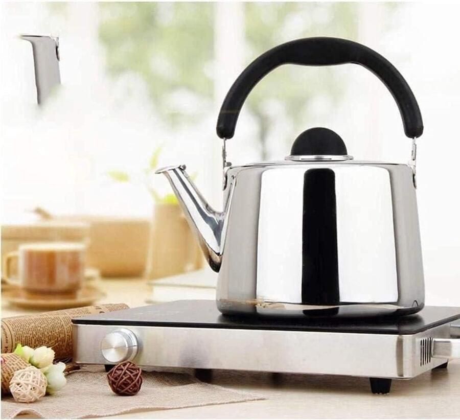 Kookplaat Ketel Theepot Waterkoker Water Koken Luid Fluit Signaal 5L Zilver