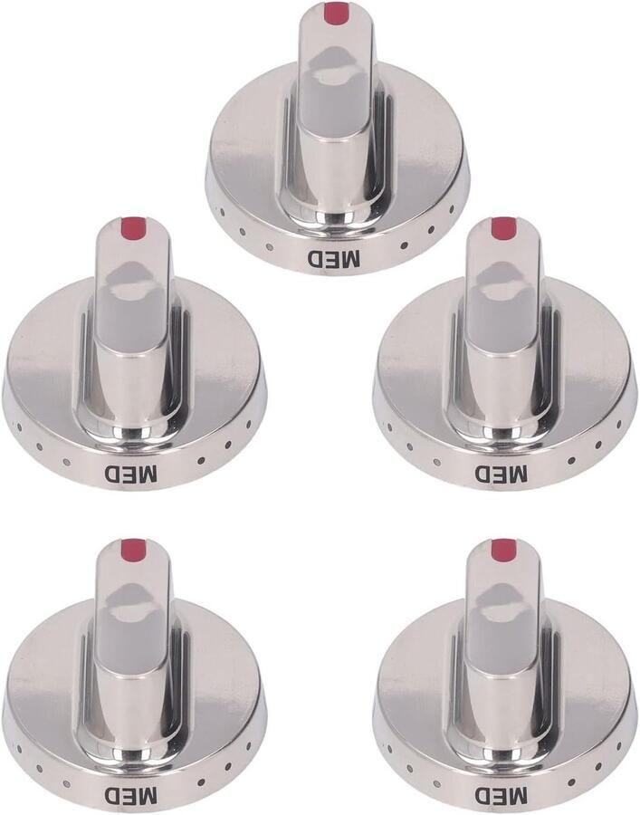 Kookplaat Knop Afdekking Gasfornuis Knoppen Keuken Bescherming Set van 5 Stuks Standaard Afmetingen Zilverkleurig