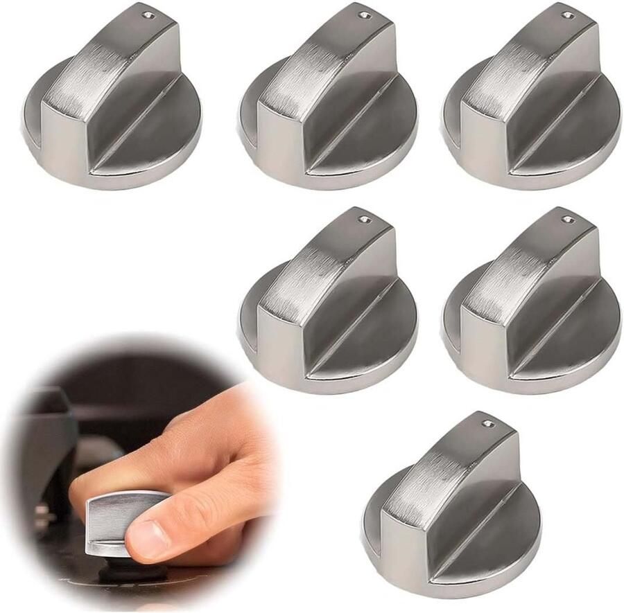 Kookplaat Knoppen Gasfornuis Accessoires Keuken Reparatie Metalen Constructie 6 mm Schacht Zilverkleurig