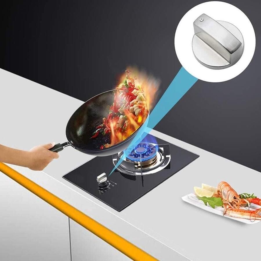 Kookplaat Knoppen Gasfornuis Schakelaars Keuken Gebruik Zinklegering Materiaal 6 mm Asgat Zilver