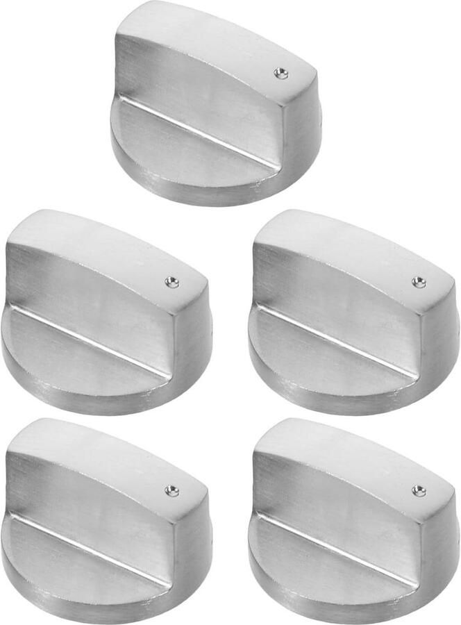 Kookplaat Knoppen Universele Knoppen Nauwkeurige Vlamregeling Eenvoudige Installatie 5 Stuks Zilver