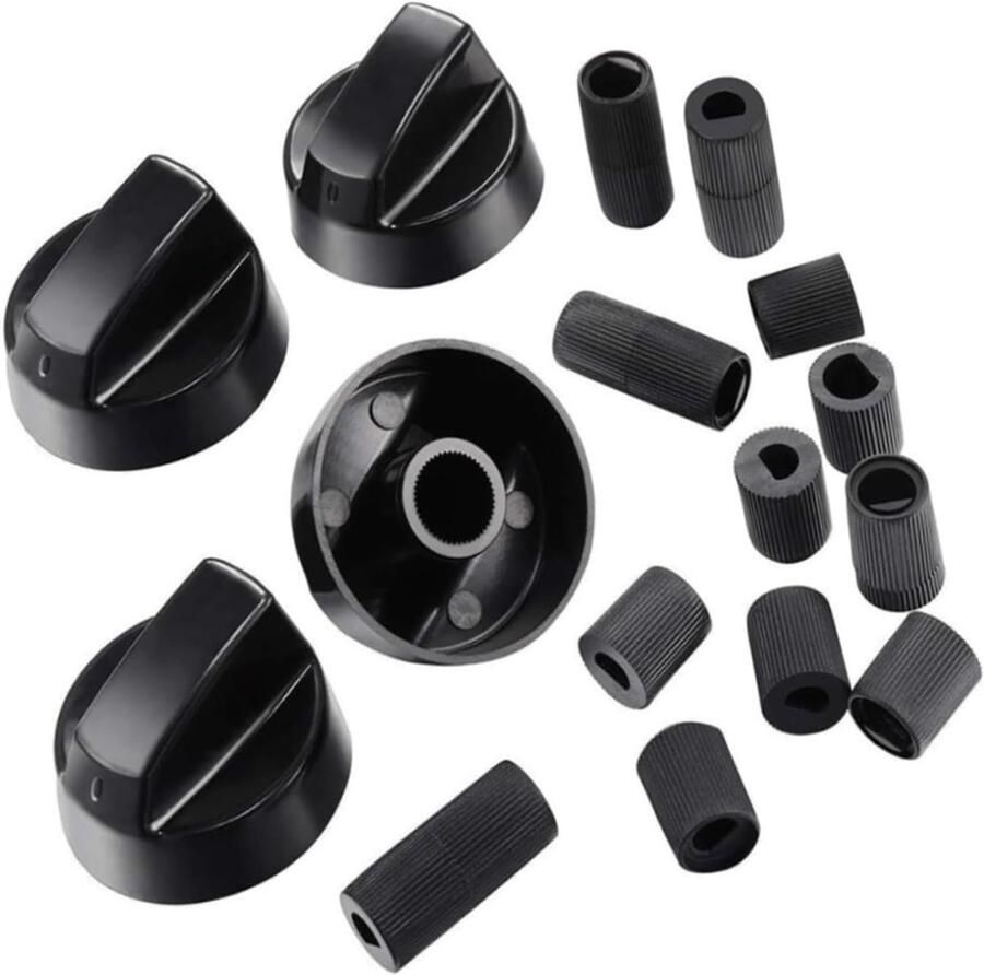 Kookplaat Knoppen Vervangende Set Apparaat Reparatie Universele Pasvorm 4 Knoppen 12 Adapters Zwart