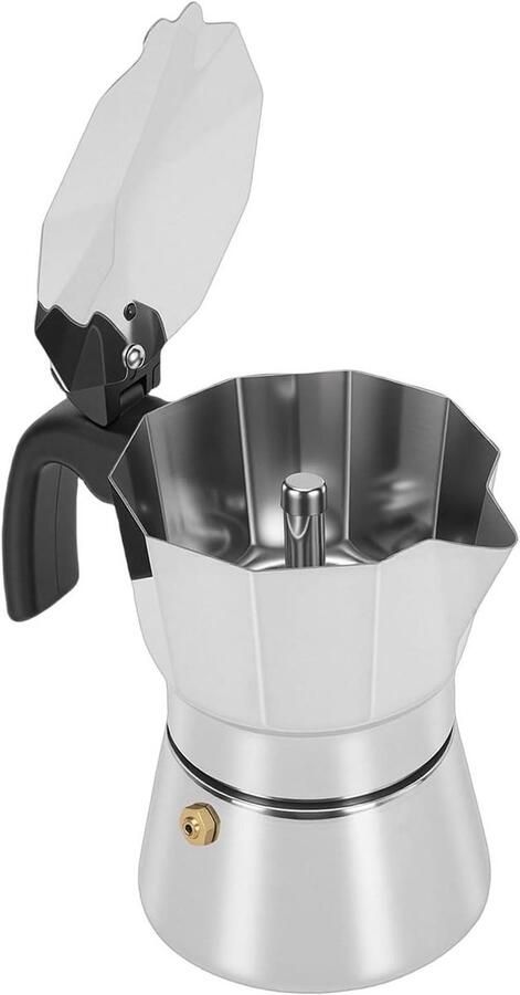 Kookplaat Koffiepot Espressomachine Handmatig Authentieke Koffie Achthoekig Ontwerp 3 Kopjes 150ML Zilver