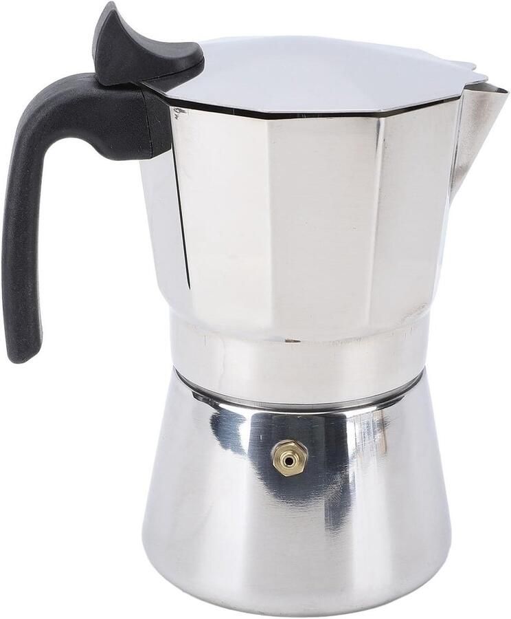 Kookplaat Koffiezetapparaat Moka Pot Percolator Klassieke Espresso Maken Achthoekig RVS Ontwerp 300ML Zilverkleurig