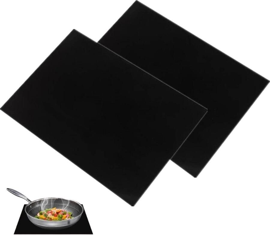 Kookplaat Mat Beschermer Koken Vaatwasserbestendig Rechthoekig Zwart