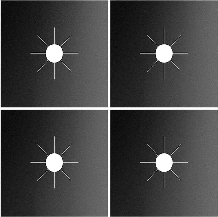 Kookplaat Matten Gasfornuis Covers Fornuis Schoonhouden Hittebestendig tot 260°C 27 x 27 cm Zwart