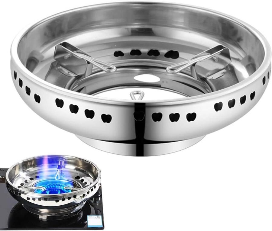 Kookplaat Panhouder Wok Ring Efficiënt Koken Dubbel Ontwerp 30 x 15 cm Zilver