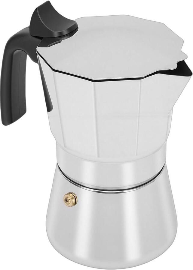 Kookplaat Percolator Koffiepot Espressomachine Authentieke Koffie Zetten Achthoekig Roestvrij Staal 6 Kopjes 300ml Zilver