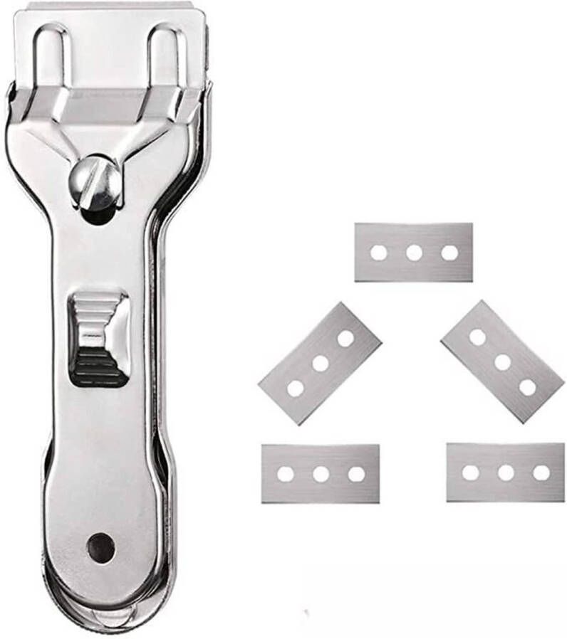 Kookplaat schraper met reservemes glaskrabber Glasschraper RVS schraper Inductiekookplaat schraper Keramische halogeen kookplaat schraper Veilig voor glas en keramische oppervlakken